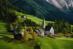 pintura-em-tela-de-Vila-de-Santa-Madalena-Dolomitas-Italia-por-Elto-Brunetti-05