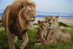 Pintura-Familia-de-Leoes-por-Elton-Brunetti