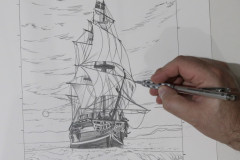 Desenho-para-pintura-em-tela-a-oleo-de-paisagem-noturna-com-navio-e-mar-elton-Brunetti1
