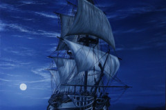 pintura-em-tela-a-oleo-paisagem-noturna-navio-e-mar-elton-Brunetti