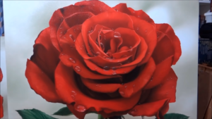 Pintura de uma rosa vermelha por Elton Brunetti