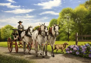 Quadro pintura com cavalos Carruagem - 70 x 100 cm - Elton Brunetti