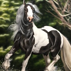 Quadro pintura Cavalo Frisio 80x100- Elton Brunetti