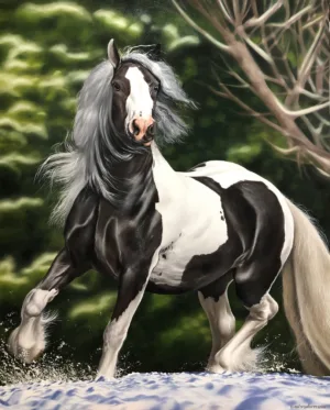 Quadro pintura Cavalo Frisio 80x100- Elton Brunetti