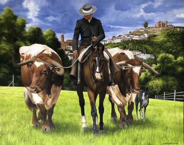 Quadro pintura Vaqueiro em Andaluzia - Cortegana 80x100 cm - Elton Brunetti