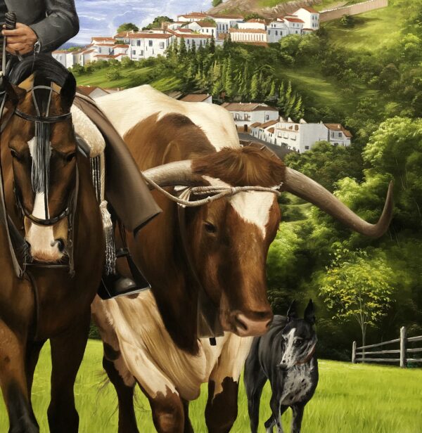 Quadro pintura Vaqueiro em Andaluzia - Cortegana 80x100 cm - Elton Brunetti - Detalhe 3