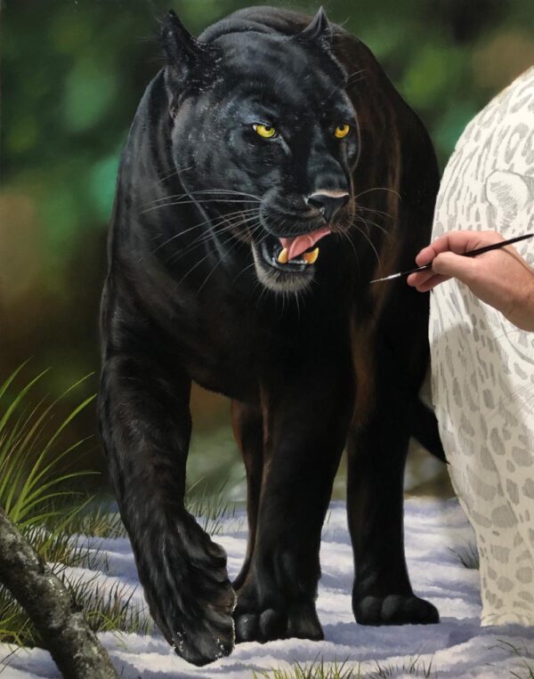 quadro Onca e Pantera Negra - 80x100 cm - Elton Brunetii - Detalhes 2