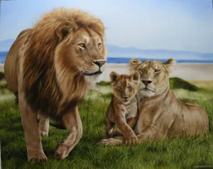 quadro famíiia de leoes - 80x100 xm - Elton Brunetti