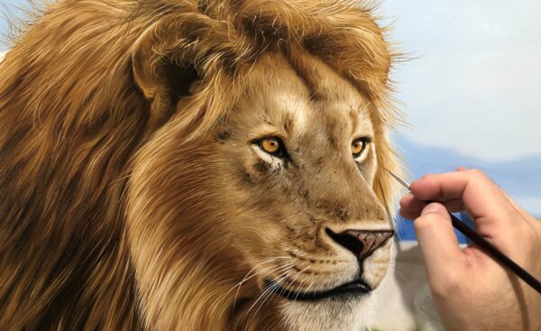 quadro famíiia de leoes - 80x100 xm - Elton Brunetti - Detalhes 1