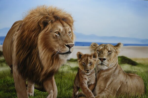 quadro famíiia de leoes - 80x100 xm - Elton Brunetti - Detalhes 2