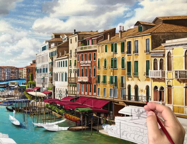 quadro pintura de Veneza - 80x100 cm - Elton Brunetti - Detalhes 2