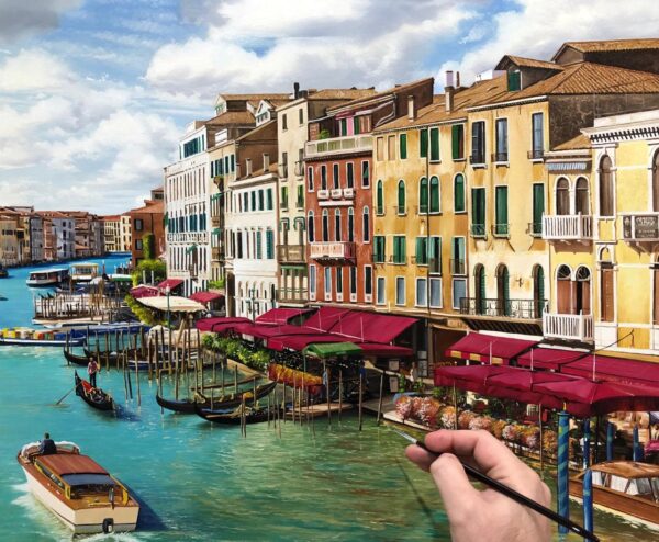 quadro pintura de Veneza - 80x100 cm - Elton Brunetti - Detalhes 3