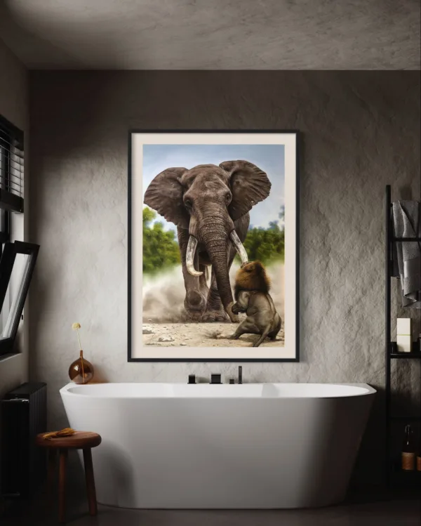 quadro reis Elefante e Leão - Elton Brunetti