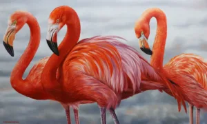 quadro pintura de flamingos por Elton Brunetti