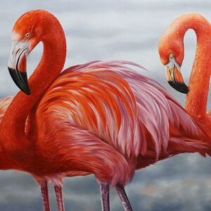 quadro pintura de flamingos por Elton Brunetti