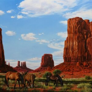 Quadro Monument Valley, pintado pelo artista plástico Elton Brunetti, técnica Óleo Sobre Tela medindo 60 x 80cm