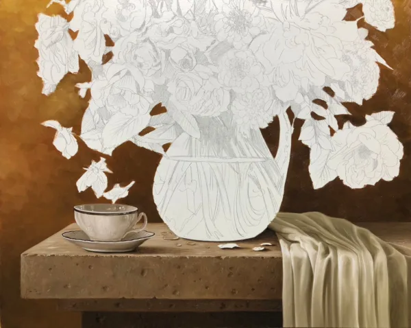 Quadro Vaso de florais, óleo sobre tela 60 x 80 cm - Imagem 3