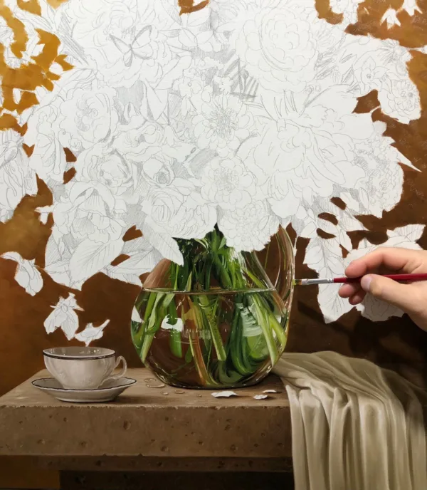 Quadro Vaso de florais, óleo sobre tela 60 x 80 cm - Imagem 4