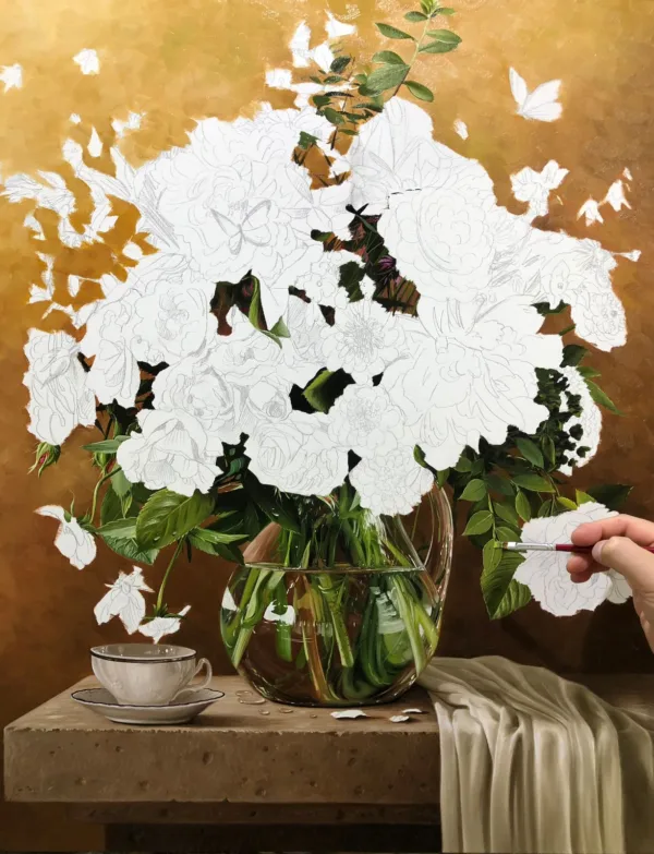 Quadro Vaso de florais, óleo sobre tela 60 x 80 cm - Imagem 5