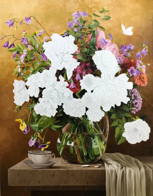 Quadro Vaso de florais, óleo sobre tela 60 x 80 cm - Imagem 6