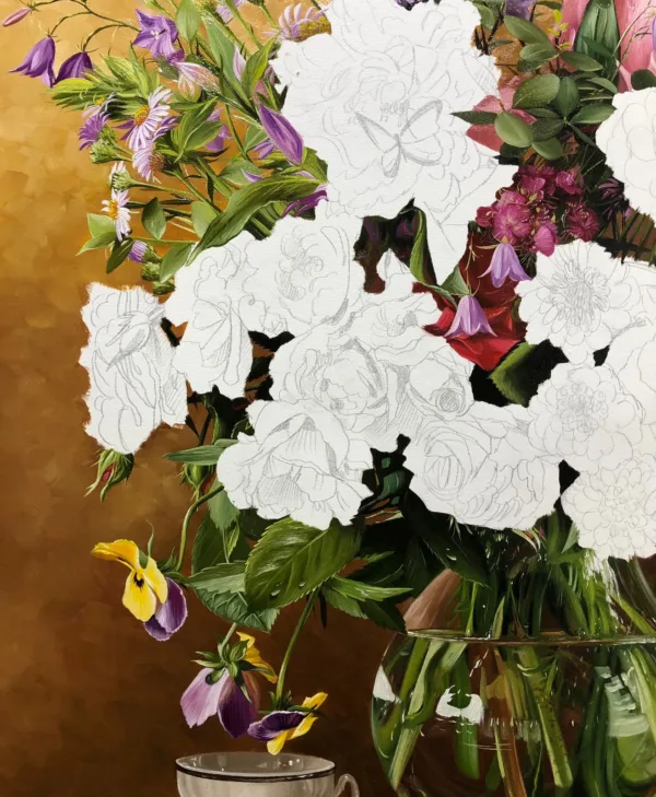 Quadro Vaso de florais, óleo sobre tela 60 x 80 cm - Imagem 7