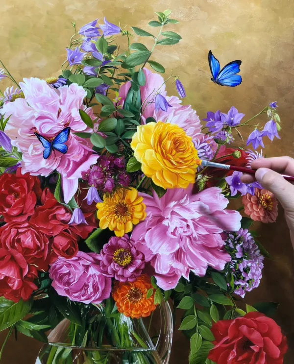 Quadro Vaso de florais, óleo sobre tela 60 x 80 cm - Imagem 9