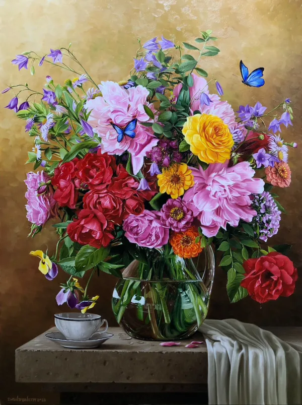 Quadro Vaso de florais, óleo sobre tela 60 x 80 cm