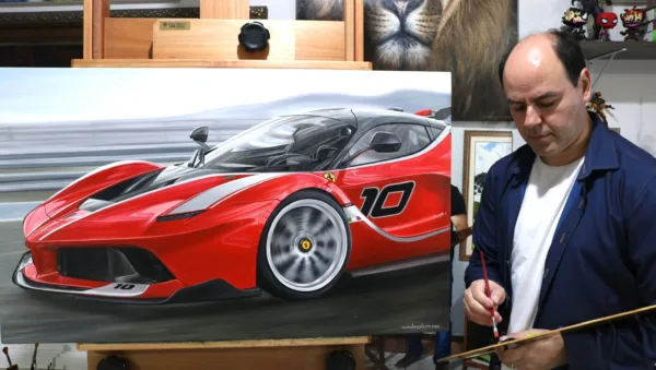 Ferrari FXXK, óleo sobre tela 60 x 100 cm - Imagem 8