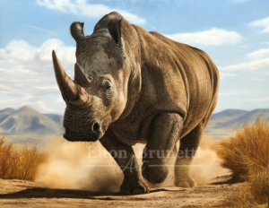 Rinoceronte óleo sobre tela 70 x 90 cm por Elton Brunetti