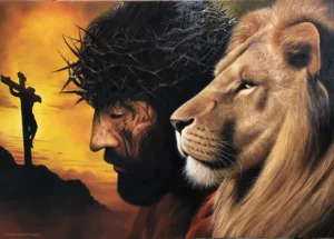 Quadro de Jesus, o Leão da tribo de Judá. Óleo sobre tela painel 70 x 100 cm