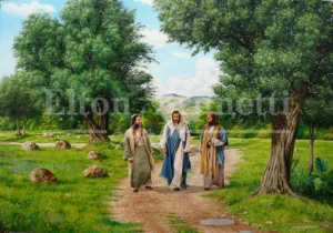 pintura Jesus A caminho de Emaús - óleo sobre tela 70 x 100 cm - por Elton Brunetti
