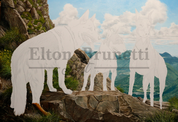 Pintura cães de guarda, óleo sobre tela 70 x 100 cm - Imagem 3