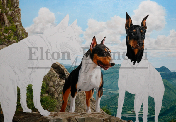 Pintura cães de guarda, óleo sobre tela 70 x 100 cm - Imagem 4