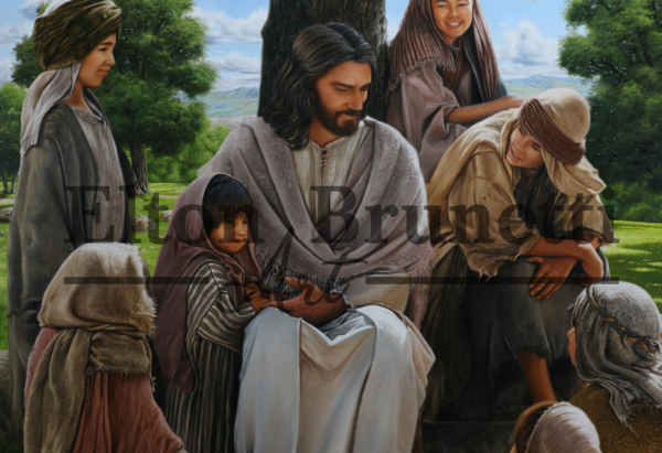 Jesus e as crianças, óleo sobre tela de linho sintético 80 x 100 - Imagem 5
