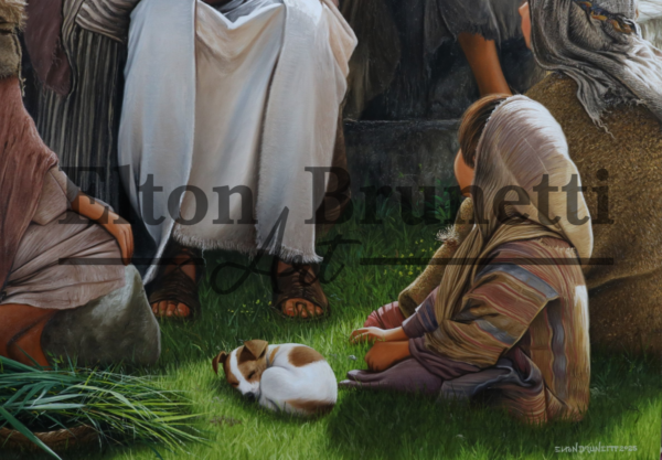 Jesus e as crianças, óleo sobre tela de linho sintético 80 x 100 - Imagem 4