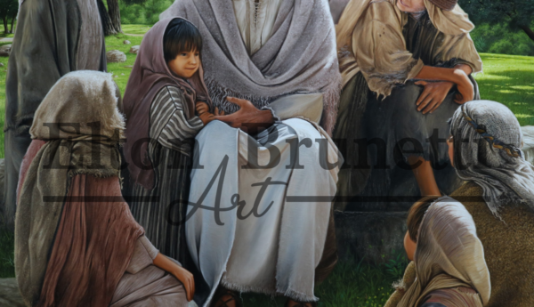 Jesus e as crianças, óleo sobre tela de linho sintético 80 x 100 - Imagem 3