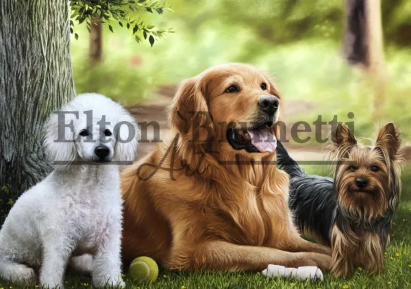 “Cães amigos”, óleo sobre tela 60 x 80 cm - Imagem 2
