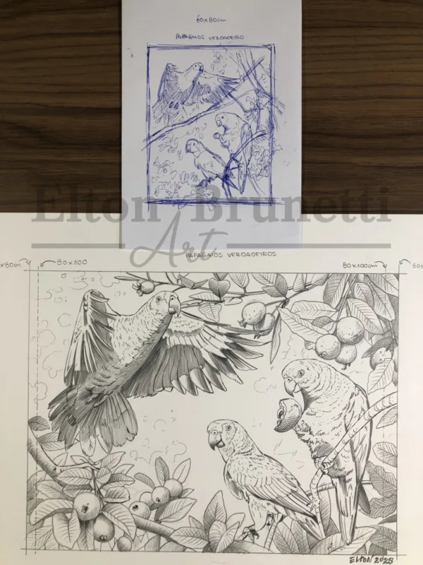 Papagaios verdadeiros, óleo sobre tela de linho sintético 80 x 100 cm - Imagem 2