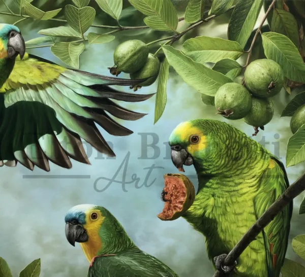 Papagaios verdadeiros, óleo sobre tela de linho sintético 80 x 100 cm - Imagem 8