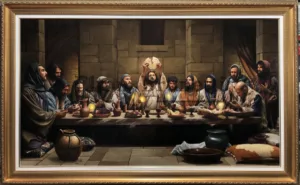 pintura A última ceia (segunda versão), óleo sobre tela 80 x 140 cm - Elton Brunetti