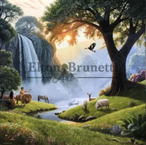 pintura O jardim do Éden, óleo sobre tela 120 x 120 cm - Elton Brunetti