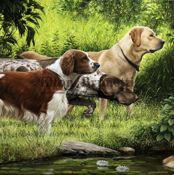 Cães de caça, óleo sobre tela de linho sintético 70 x 100 cm - Imagem 5