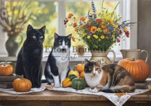 pintura Gatos, óleo sobre tela de linho sintético 70 x 100 cm por Elton Brunetti