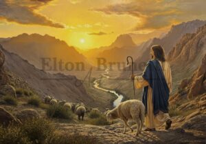 pintura Salmo 23, óleo sobre tela de linho sintético 70 x 100 cm - Elton Brunetti